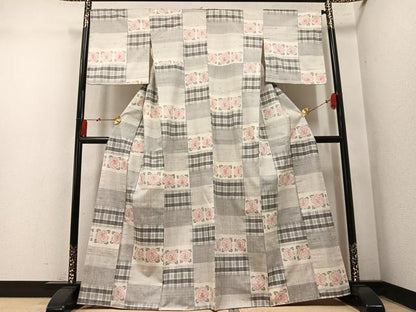 平和屋着物●上質な紬　花尽くし　正絹　逸品　未使用　AABN1611ph