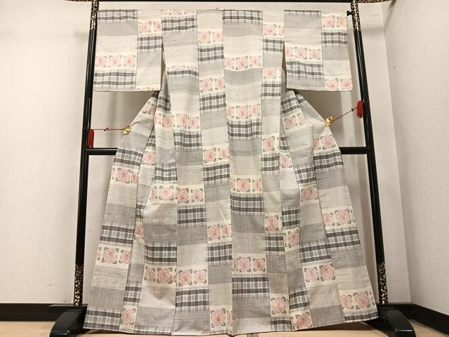平和屋着物●上質な紬　花尽くし　正絹　逸品　未使用　AABN1611ph