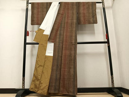 平和屋着物●上質な紬　間道　正絹　逸品　AABN1612ph