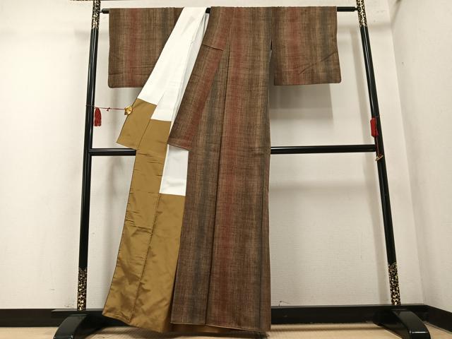 平和屋着物●上質な紬　間道　正絹　逸品　AABN1612ph