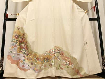 平和屋着物●京友禅の第一人者　松井青々　色留袖　刺繍　草花文　金彩　正絹　逸品　AABN1614ph