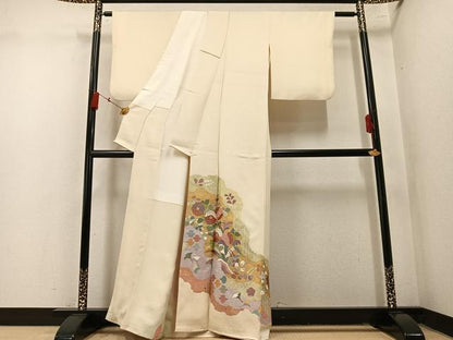 平和屋着物●京友禅の第一人者　松井青々　色留袖　刺繍　草花文　金彩　正絹　逸品　AABN1614ph