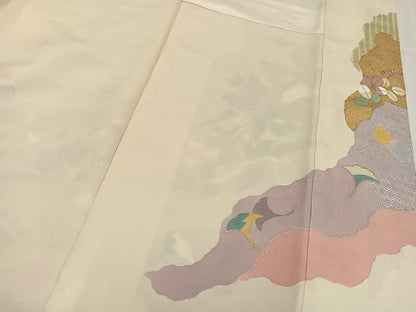 平和屋着物●京友禅の第一人者　松井青々　色留袖　刺繍　草花文　金彩　正絹　逸品　AABN1614ph