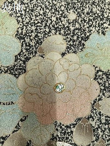 平和屋着物●訪問着　辻が花　螺鈿　たたき染め　黒地　金銀彩　正絹　逸品　AABN1619ph