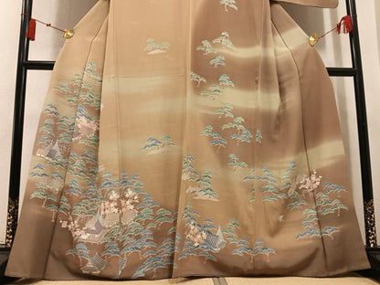 平和屋着物●訪問着　友禅　風景草花文　暈し染め　正絹　逸品　AABN1620ph
