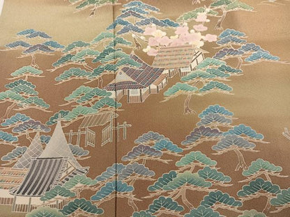 平和屋着物●訪問着　友禅　風景草花文　暈し染め　正絹　逸品　AABN1620ph