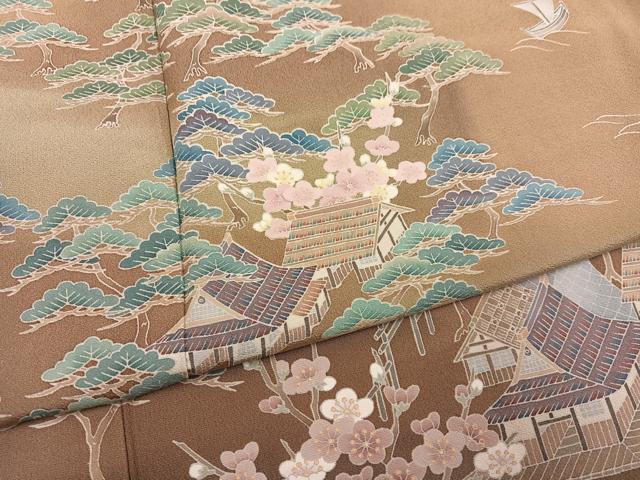 平和屋着物●訪問着　友禅　風景草花文　暈し染め　正絹　逸品　AABN1620ph