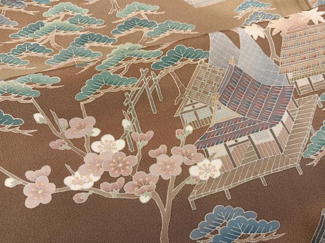 平和屋着物●訪問着　友禅　風景草花文　暈し染め　正絹　逸品　AABN1620ph