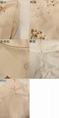平和屋着物●銀座きしや　訪問着　駒刺繍　扇面花文　金彩　たとう紙付き　正絹　逸品　AABN1622ph