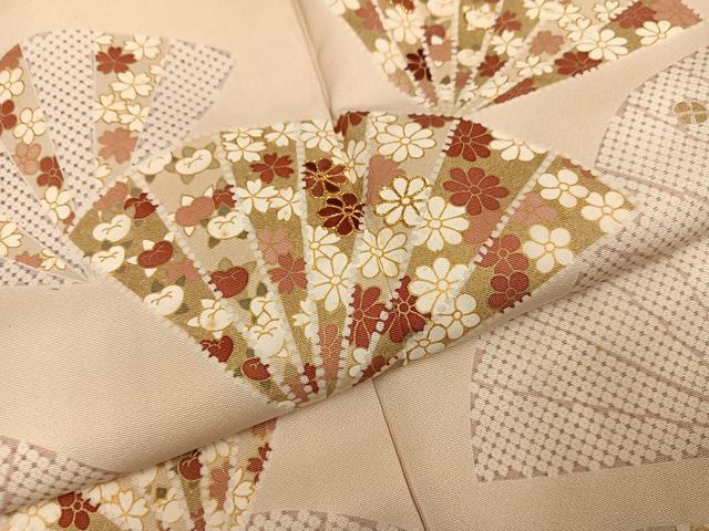 平和屋着物●銀座きしや　訪問着　駒刺繍　扇面花文　金彩　たとう紙付き　正絹　逸品　AABN1622ph