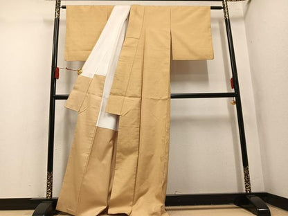 平和屋着物●上質な紬　色無地　枯色　正絹　逸品　AABN1625ph