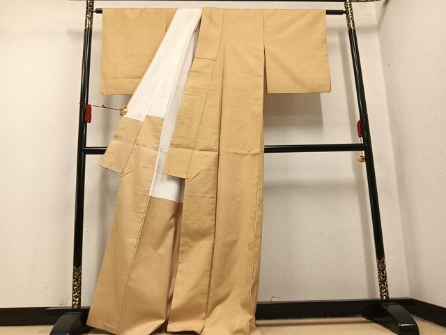 平和屋着物●上質な紬　色無地　枯色　正絹　逸品　AABN1625ph