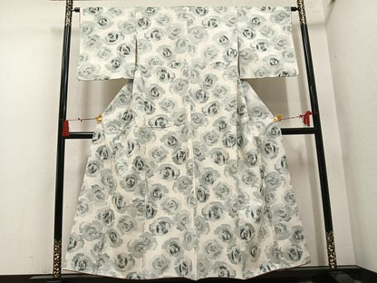 平和屋着物●上質な紬　花尽くし　正絹　逸品　AABN1627ph