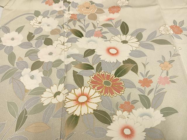 平和屋着物●訪問着　駒刺繍　枝花文　暈し染め　金彩　正絹　逸品　AABN1630ph