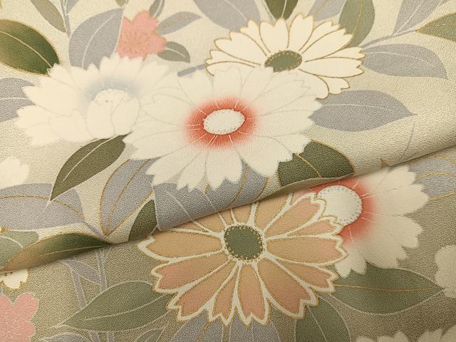 平和屋着物●訪問着　駒刺繍　枝花文　暈し染め　金彩　正絹　逸品　AABN1630ph