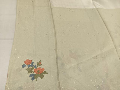 平和屋着物●訪問着　駒刺繍　枝花文　暈し染め　金彩　正絹　逸品　AABN1630ph