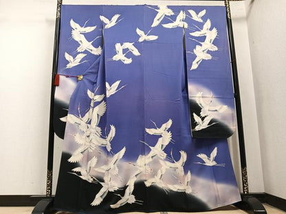 平和屋着物●豪華振袖　群れ鶴文　暈し染め　正絹　逸品　AABN1633ph
