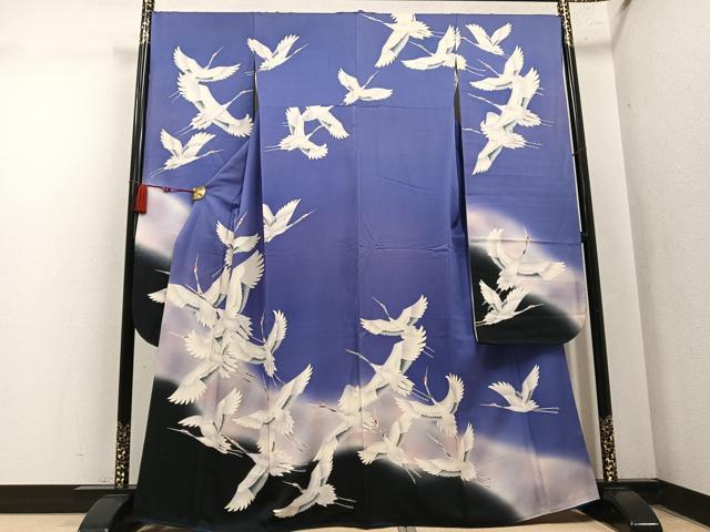 平和屋着物●豪華振袖　群れ鶴文　暈し染め　正絹　逸品　AABN1633ph