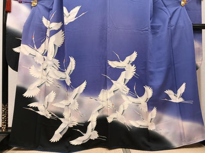 平和屋着物●豪華振袖　群れ鶴文　暈し染め　正絹　逸品　AABN1633ph