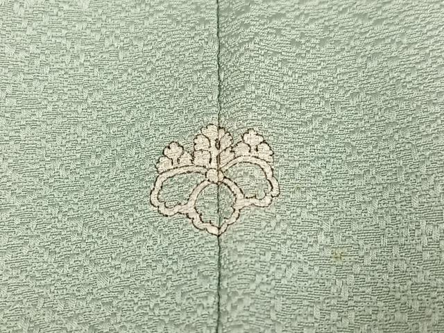 平和屋着物●京加賀友禅　百貫達雄監修　色無地　霞地紋　白緑色　正絹　逸品　AABN1636ph