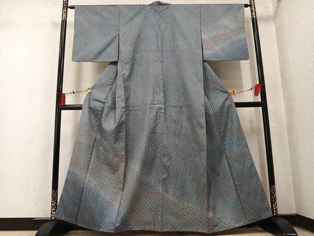 平和屋着物●本場縞大島紬　染大島　訪問着　絞り　霞文　正絹　逸品　AABN1637ph
