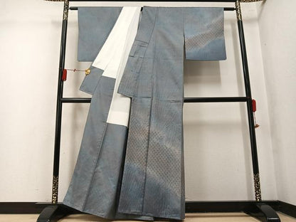 平和屋着物●本場縞大島紬　染大島　訪問着　絞り　霞文　正絹　逸品　AABN1637ph
