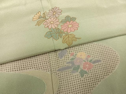 平和屋着物●中国三大刺繍　汕頭刺繍　スワトウ刺繍　訪問着　草花文　暈し染め　正絹　逸品　AABN1639ph