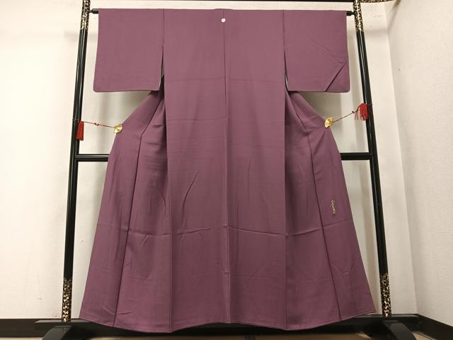 平和屋着物●本草木染作家　圓啓　色無地　鱗地紋　赤褐色　正絹　逸品　AABN1640ph