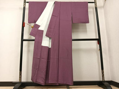 平和屋着物●本草木染作家　圓啓　色無地　鱗地紋　赤褐色　正絹　逸品　AABN1640ph