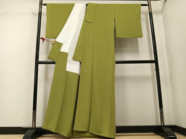 平和屋着物●上質な色無地　根岸色　正絹　逸品　AABN1646ph
