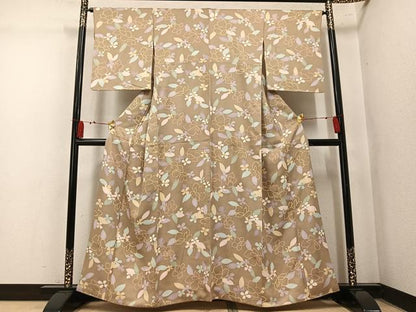 平和屋着物●上質な小紋　草花文　金彩　正絹　逸品　AABN1648ph