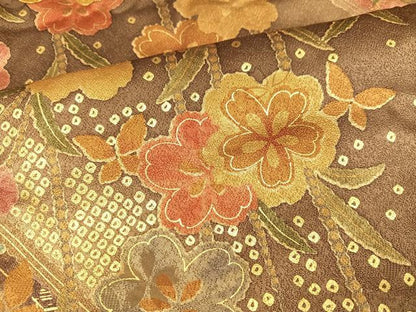 平和屋着物●豪華振袖　駒刺繍　花蝶文　暈し染め　金彩　正絹　逸品　AABN1655ph