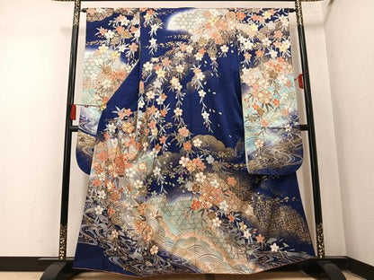 平和屋着物●豪華振袖　草花文　暈し染め　金彩　正絹　逸品　AABN1656ph