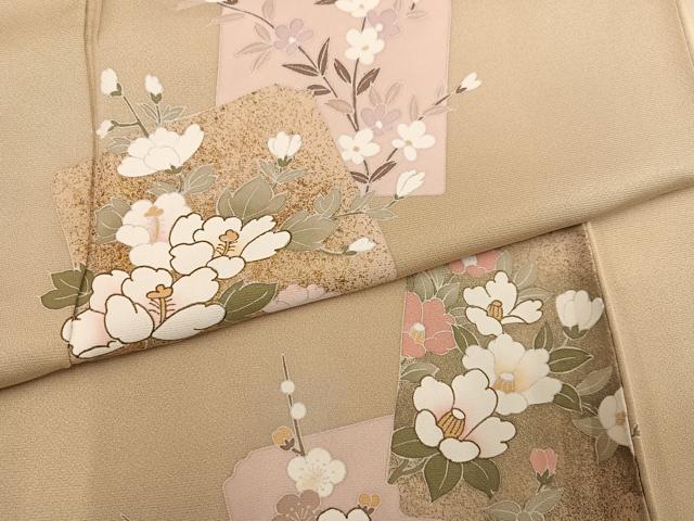 平和屋着物●訪問着　作家物　破れ色紙草花文　金彩　正絹　逸品　AABN1659ph