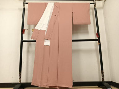 平和屋着物●上質な色無地　赤香色　正絹　逸品　AABN1662ph