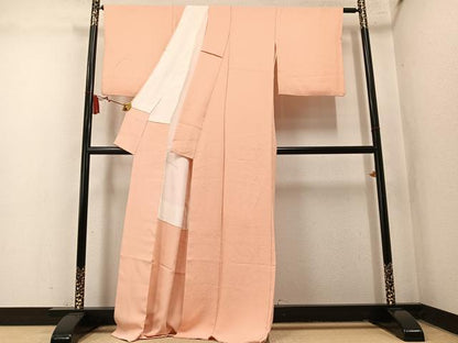 平和屋着物●上質な色無地　紋意匠　淡香色　正絹　逸品　AABN1663ph