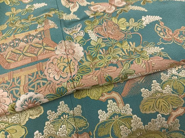 平和屋着物●豪華色留袖　作家物　総刺繍　花蝶文　正絹　逸品　AABN1667ph