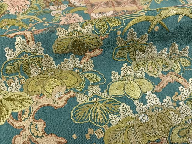 平和屋着物●豪華色留袖　作家物　総刺繍　花蝶文　正絹　逸品　AABN1667ph