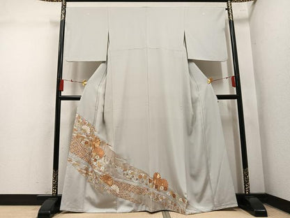 平和屋着物●豪華色留袖　総刺繍　駒刺繍　吉祥花唐草文　金糸　正絹　逸品　AABN1669ph