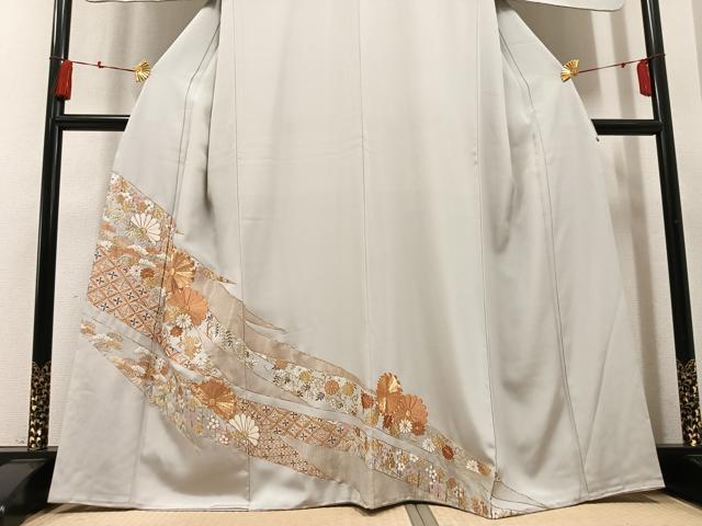 平和屋着物●豪華色留袖　総刺繍　駒刺繍　吉祥花唐草文　金糸　正絹　逸品　AABN1669ph