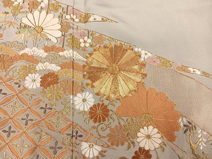 平和屋着物●豪華色留袖　総刺繍　駒刺繍　吉祥花唐草文　金糸　正絹　逸品　AABN1669ph