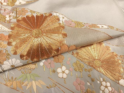 平和屋着物●豪華色留袖　総刺繍　駒刺繍　吉祥花唐草文　金糸　正絹　逸品　AABN1669ph