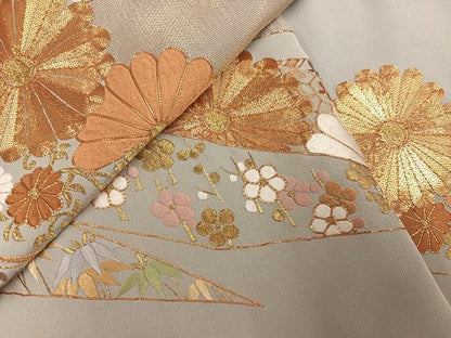 平和屋着物●豪華色留袖　総刺繍　駒刺繍　吉祥花唐草文　金糸　正絹　逸品　AABN1669ph