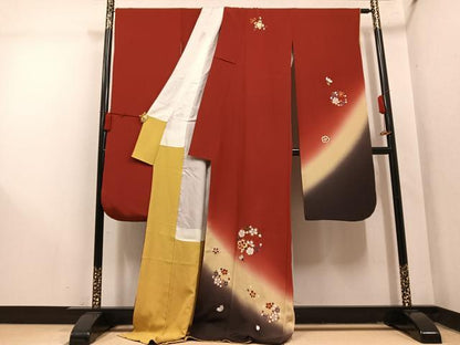 平和屋着物●豪華振袖　総刺繍　駒刺繍　舞桜文　暈し染め　ロング丈　正絹　逸品　AABN1670ph