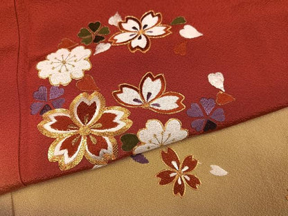 平和屋着物●豪華振袖　総刺繍　駒刺繍　舞桜文　暈し染め　ロング丈　正絹　逸品　AABN1670ph