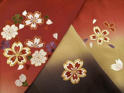 平和屋着物●豪華振袖　総刺繍　駒刺繍　舞桜文　暈し染め　ロング丈　正絹　逸品　AABN1670ph