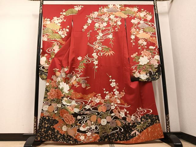 平和屋着物●豪華振袖　鴛鴦花文　暈し染め　金彩　正絹　逸品　AABN1676ph
