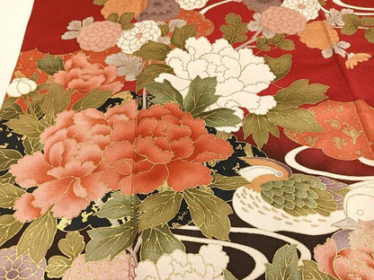 平和屋着物●豪華振袖　鴛鴦花文　暈し染め　金彩　正絹　逸品　AABN1676ph