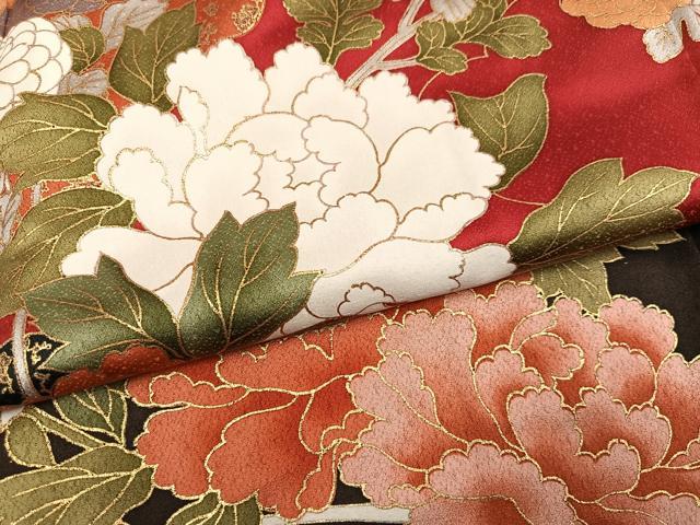 平和屋着物●豪華振袖　鴛鴦花文　暈し染め　金彩　正絹　逸品　AABN1676ph