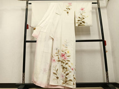平和屋着物●訪問着　草花文　正絹　逸品　AABN1677ph
